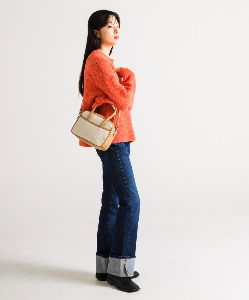Lemine Mini Tote 2-Way Bag (Ivory/Tan)
