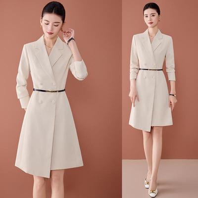 Damen Professionelles Taillenformendes Anzugkleid für Frühling/Herbst Bürokleidung