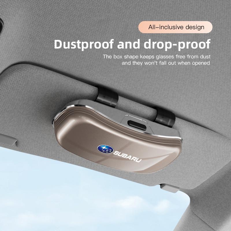 Car Glasses Clip Sunglasses Box For Subaru STI XV Forester BRZ Outback Crosstrek LegacySun Visor Eyeglasses Card Ticket Holder AA9
