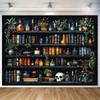2D Witchy Bookshelf Backdrop Potions, Spells & Skull Photography Background