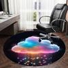 1pc Colorful Cloud Rainbow Rain Round Carpet, Made of Polyester,Perfect for Decorating Office Chairs, Living Rooms,Vibrant Decorative Rug