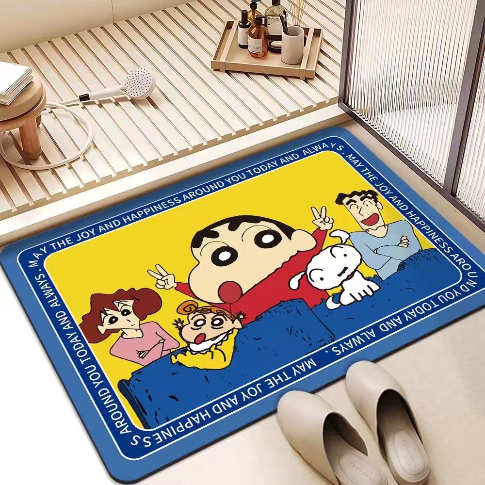 Crayon Small New Bathroom Floor Mat Bathroom Door Suction Quick Drying Mat Cartoon Diatom Mud Dirty and Non-slip Door Mat