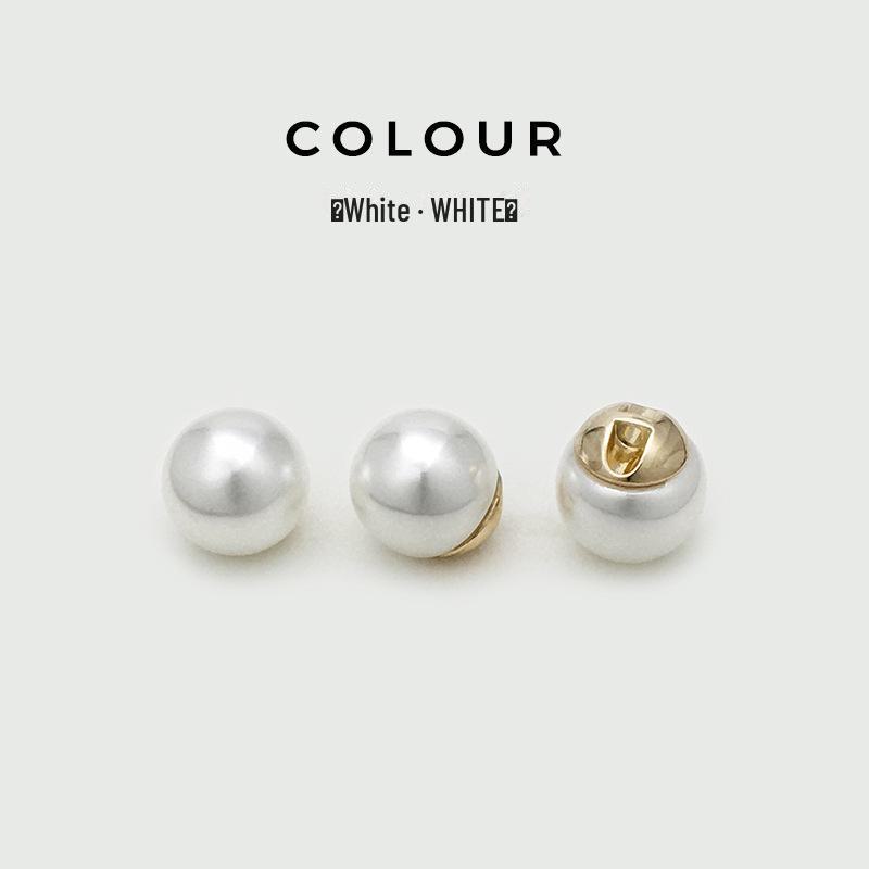 Beige High-Gloss Pearl Metal Button for Women's Shirt, Jacket, Cardigan, Sweater, or Coat