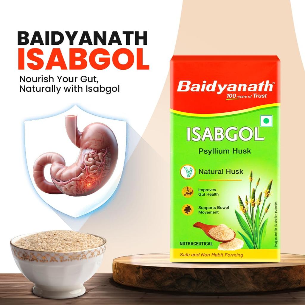 Baidyanath Isabgol Psyllium Husk Powder 200 gm Pack Of 1 | Gluten Free Dietary Fibre | Healthy Digestive Support