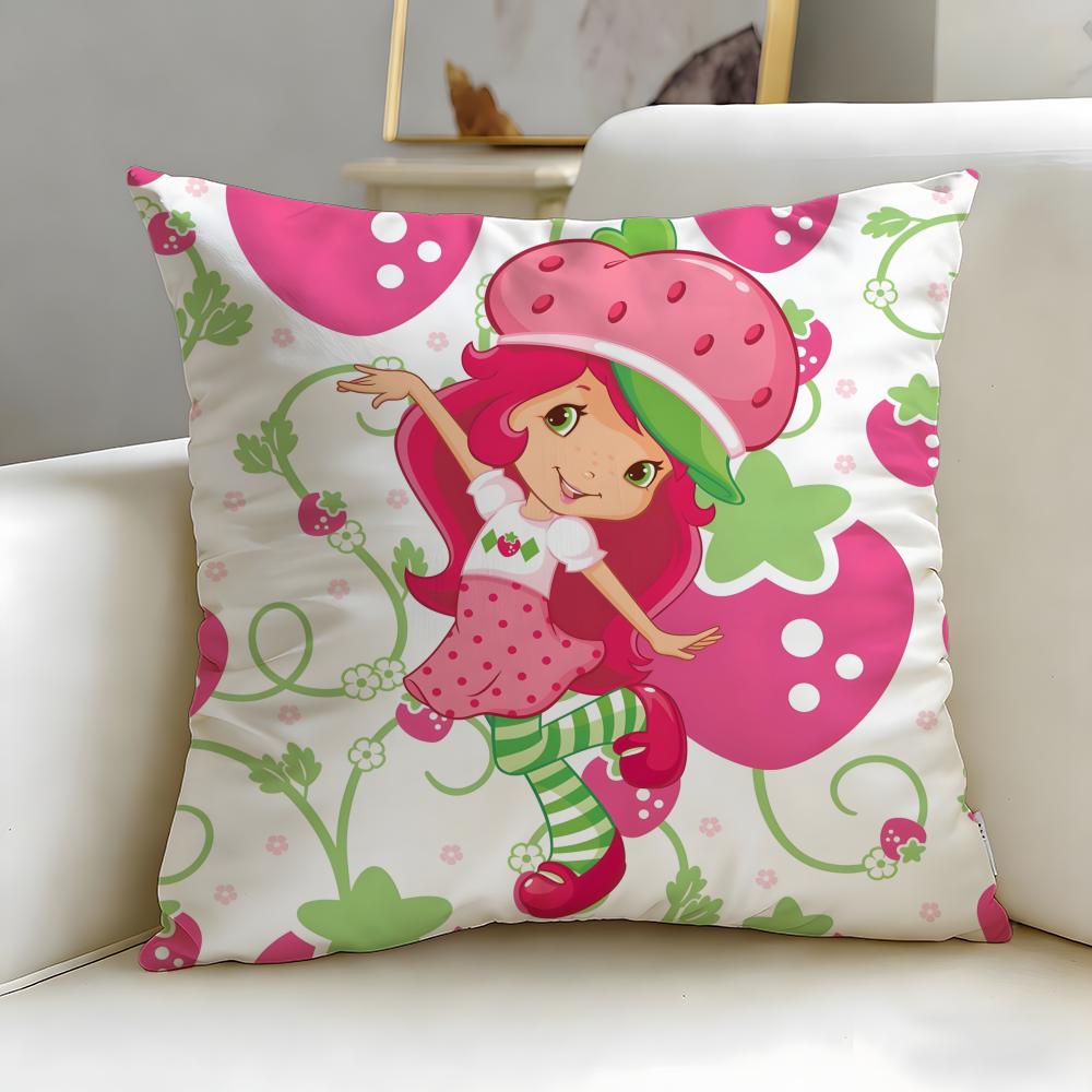 Classic Cartoon Strawberry Shortcake Cushion Cover Soft EasyWash Pillow Case Versatile for Couch Bed Travel and Office