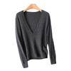 Autumn-Winter V-Neck Pure Wool Pullover: Women's Soft, Skin-Friendly Cashmere Knit Sweater.