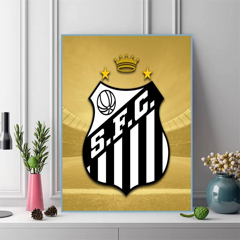 Santos FC Pattern 3pcs 100% Round Full Drill 5D DIY Diamond Painting Embroidery Cross Stitch Rhinestone Décor