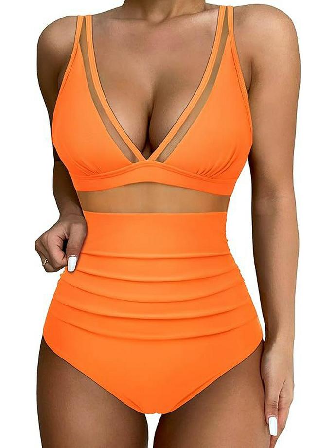 2024 European & American Sexy Transparent One-Piece Backless Swimsuit