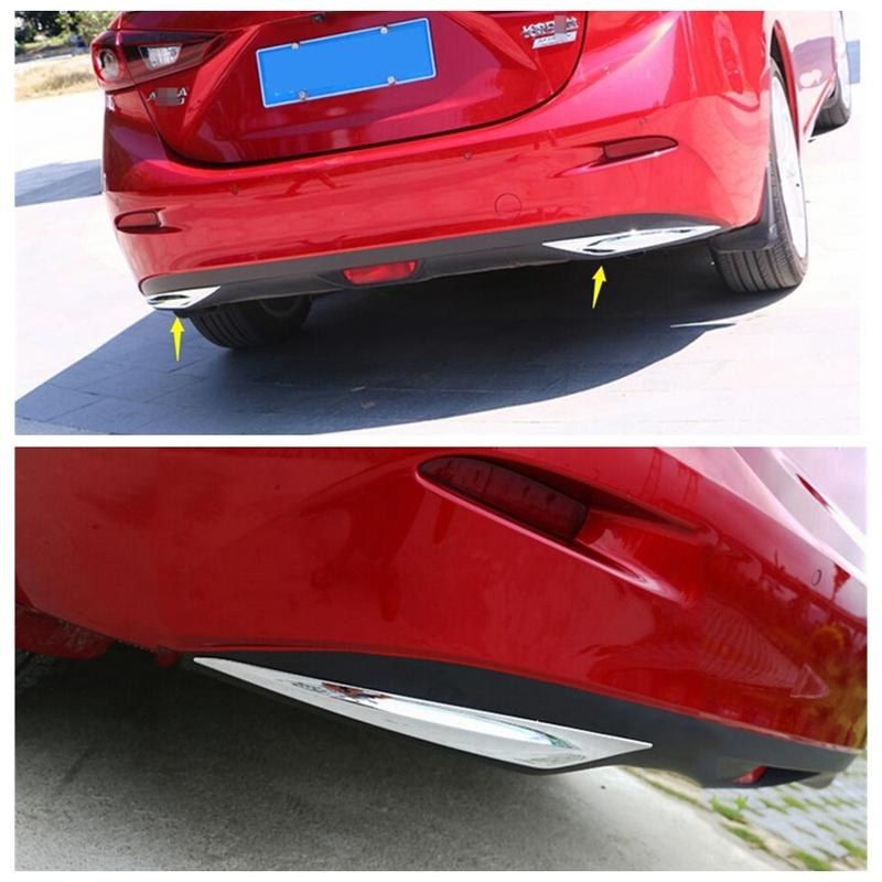 Rear Bumper Corner Protector Strip / Front Head Lights Eyebrow Cover Trim For Mazda 3 AXELA Sedan 2014 - 2016 Chrome Accessories