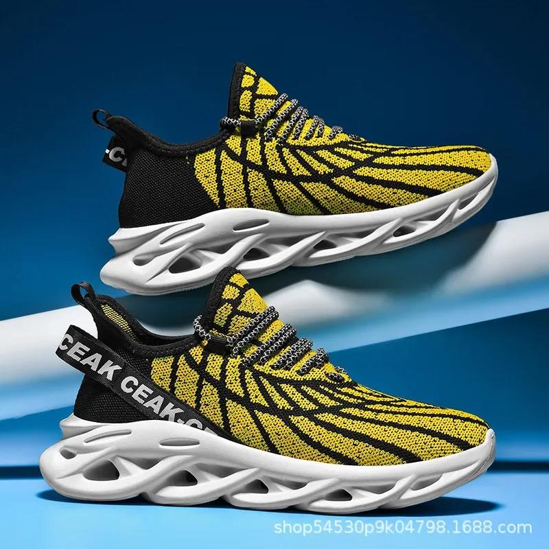 Fashion Summer Autumn Mesh Shoes Cable Knit Base Lightweight Sports Shoe Korean Style Men's Shoes Casual Sports Shoe Tenis Masculino