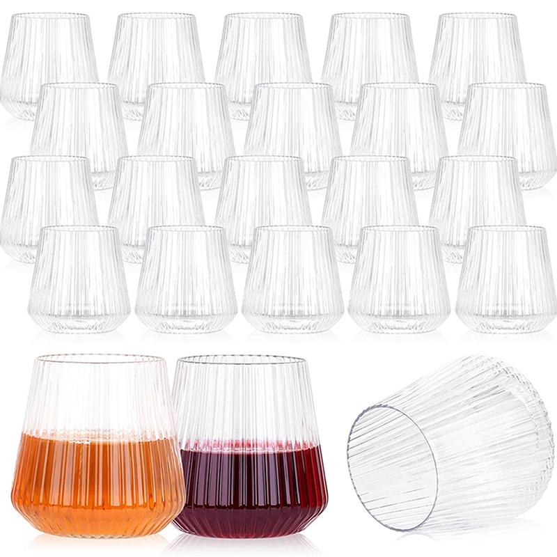 14Oz Disposable Wine Glasses Unbreakable Clear Plastic Cocktail Glasses Wine Cups For Party Birthday Gathering Bars