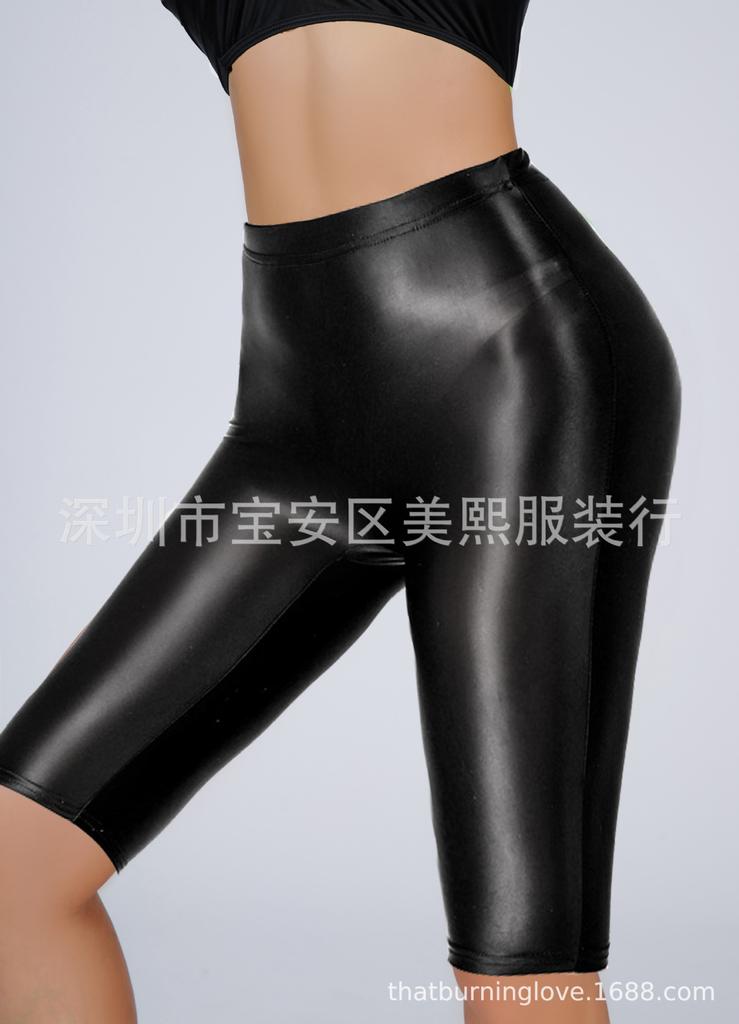 Thin Transparent Oil Glossy Mesh Red Shorts Sexy Yoga Sports Shorts High Elasticity Fashion Sexy Women  New Shorts Gk3Y