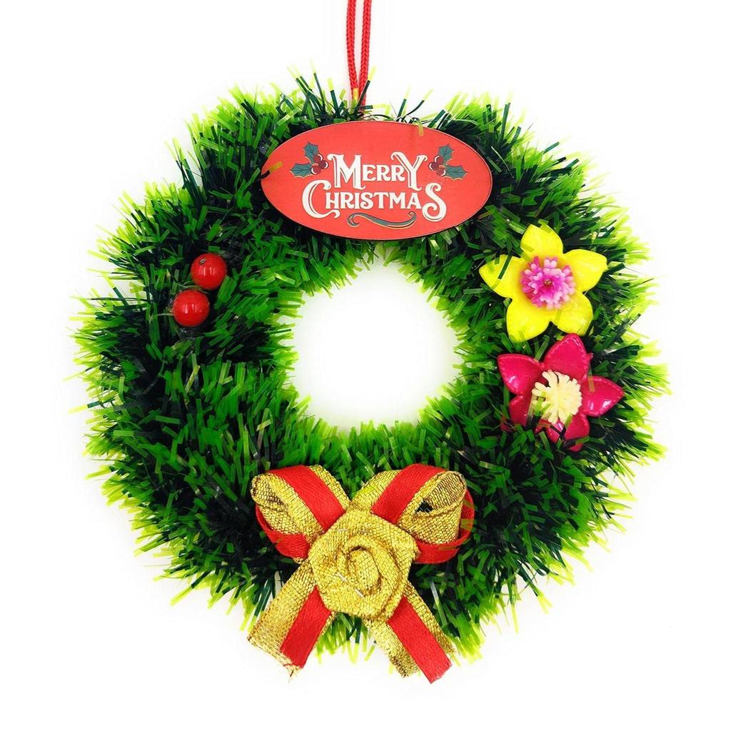 Christmas Designer  Wreath 4.5inch Diameter- (Green Pine, 4Pcs)