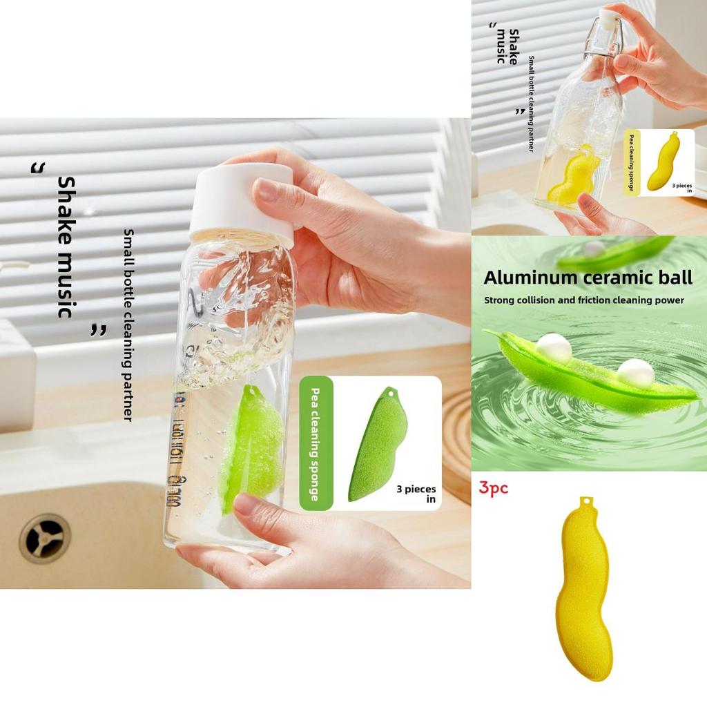 Pea Cleaning Sponge Set For Glass And Bottles With Ecofriendly Material For Home Cleaning