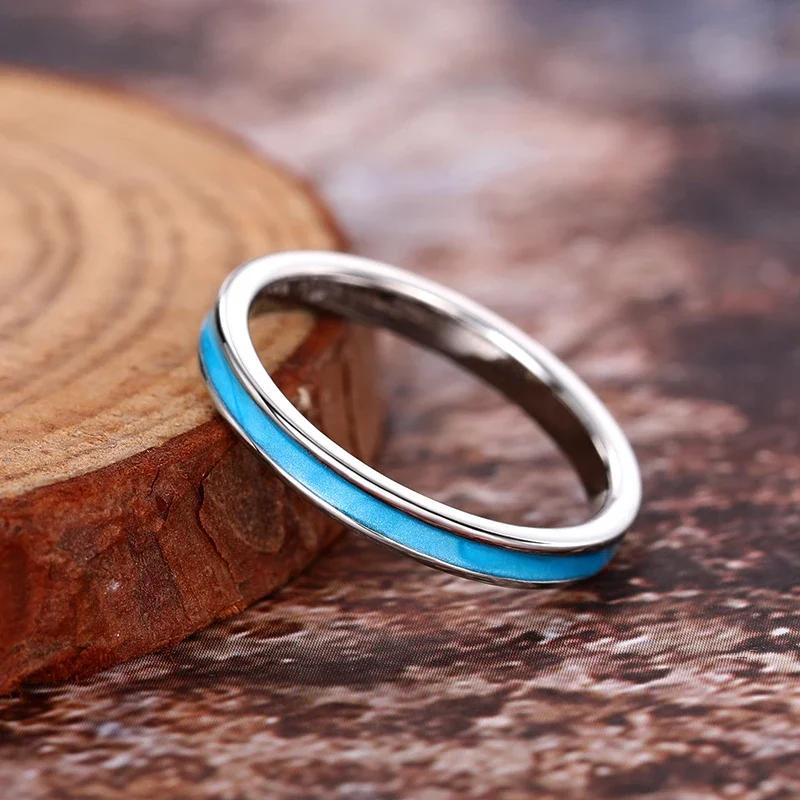 Bague Huitan Émail Bleu pour Femme Design Élégant Simple Accessoires de Fête Mariage Mode Polyvalente Quotidienne Métal Couleur Cuivre Bijoux