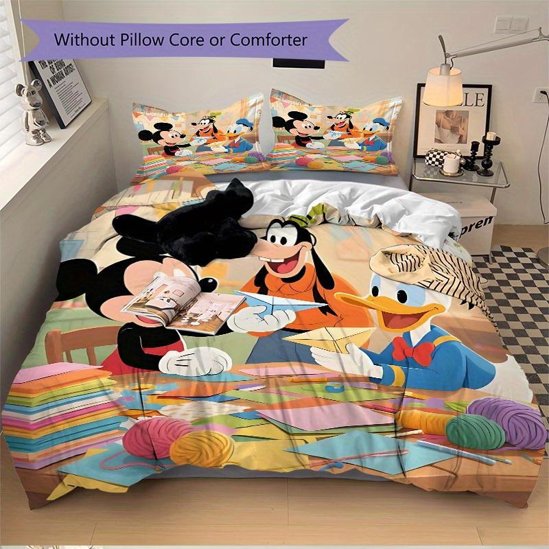 3pcs Mickey And Friend 1 Cover+2 Pillowcases, Pillow Inserts Not Included, Machine Washable, All-Season Use, Teen and Adult Rooms140