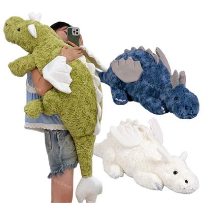 Cartoon Giant Flying Dragon Plush White Blue Snow Dragon Plush Dinosaur Pterosaur Plushie Toy Soft Stuffed Animal Doll Kid Gift