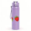 1PC Red Strawberry Fruit Group Pattern Print 750ml Color Plastic Sports Water Bottle Leakproof Flip Straw Lid Suitable for Sports Office Home Use