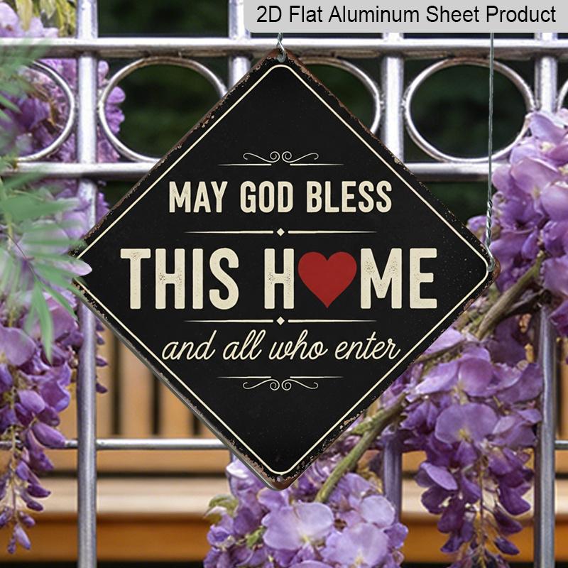 

2D Flat, 1pc Vintage Home Blessing Themed Aluminum Sign, English Slogan Wall Art, Rustic Aluminum Plaque, Suitable for Living Room, Entryway, Home 20*20cm