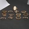English Madonna Simple Pattern Joint Ring Small Flowers and Leaves 13-piece Ring Set