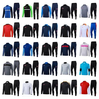 Conjunto de Chándal de Entrenamiento de Fútbol para Hombre y Mujer, Media Cremallera, Manga Larga, Secado Rápido, Camiseta de Fútbol, Ropa Deportiva