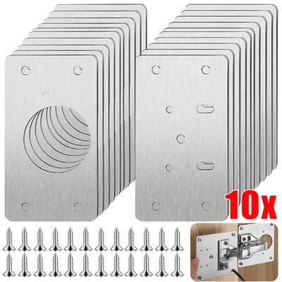 10 Stück Scharnier Reparaturblech Kit Edelstahl Türscharnier Montageplatte Mit Löchern Für Zuhause Küche Schrank Möbel