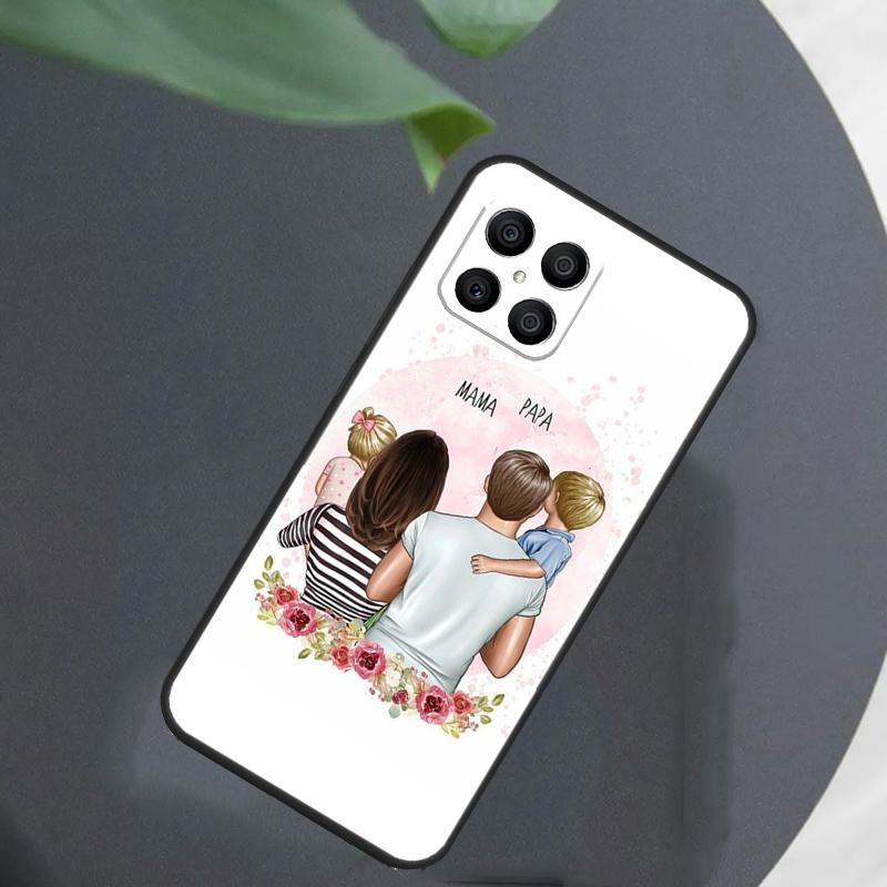 Black Brown Hair Baby Mom Girl Son For Honor Magic 7 Lite 6 5 8 Pro Case For Honor 200 400 70 90 X8c X8b X9a X9b X9c X9d Win RT