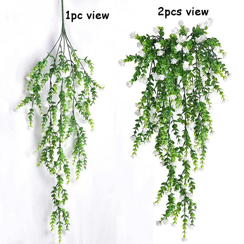 1/2/3pcs Artificial Hanging Plants Fake Hanging Plant Faux Eucalyptus Leaf Greenery Vine Outdoor UV Resistant Plastic Plants