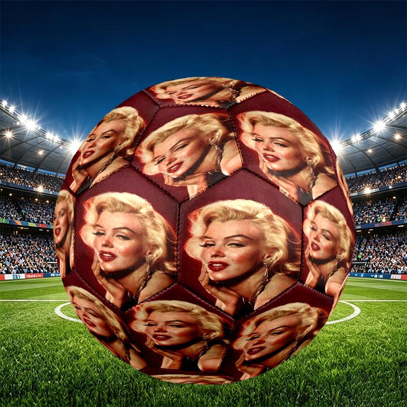 Marilyn Monroe Print Size 5 Soccer Ball, PU Wear Resistant Football for Match Training and Daily Practice, Birthday Gift for Soccer Fans
