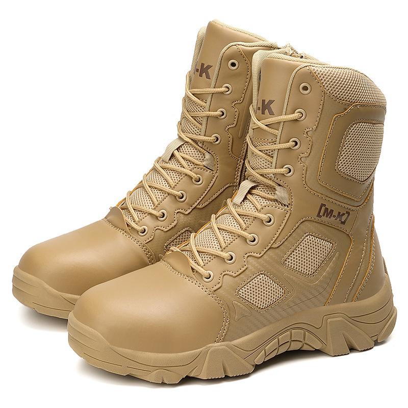 

2 new waterproof military boots tactical boots breathable high school boots outdoor men s steel head shoes 47 пісочний