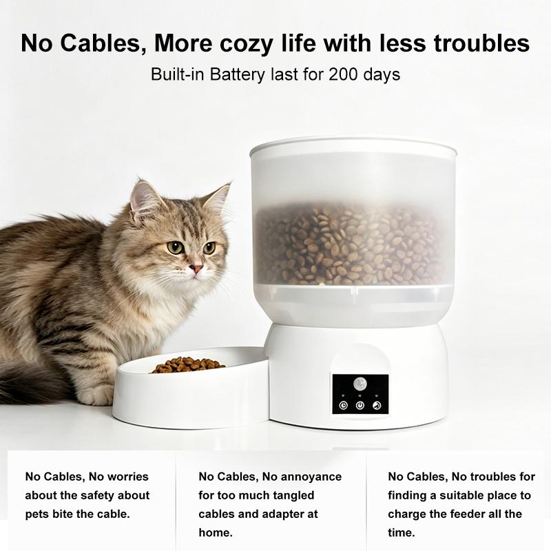 Household 3L Automatic Pet Feeder Animal Activated Feeder Tuya App Dual Power Supply for Cats Small Dogs Small Animals