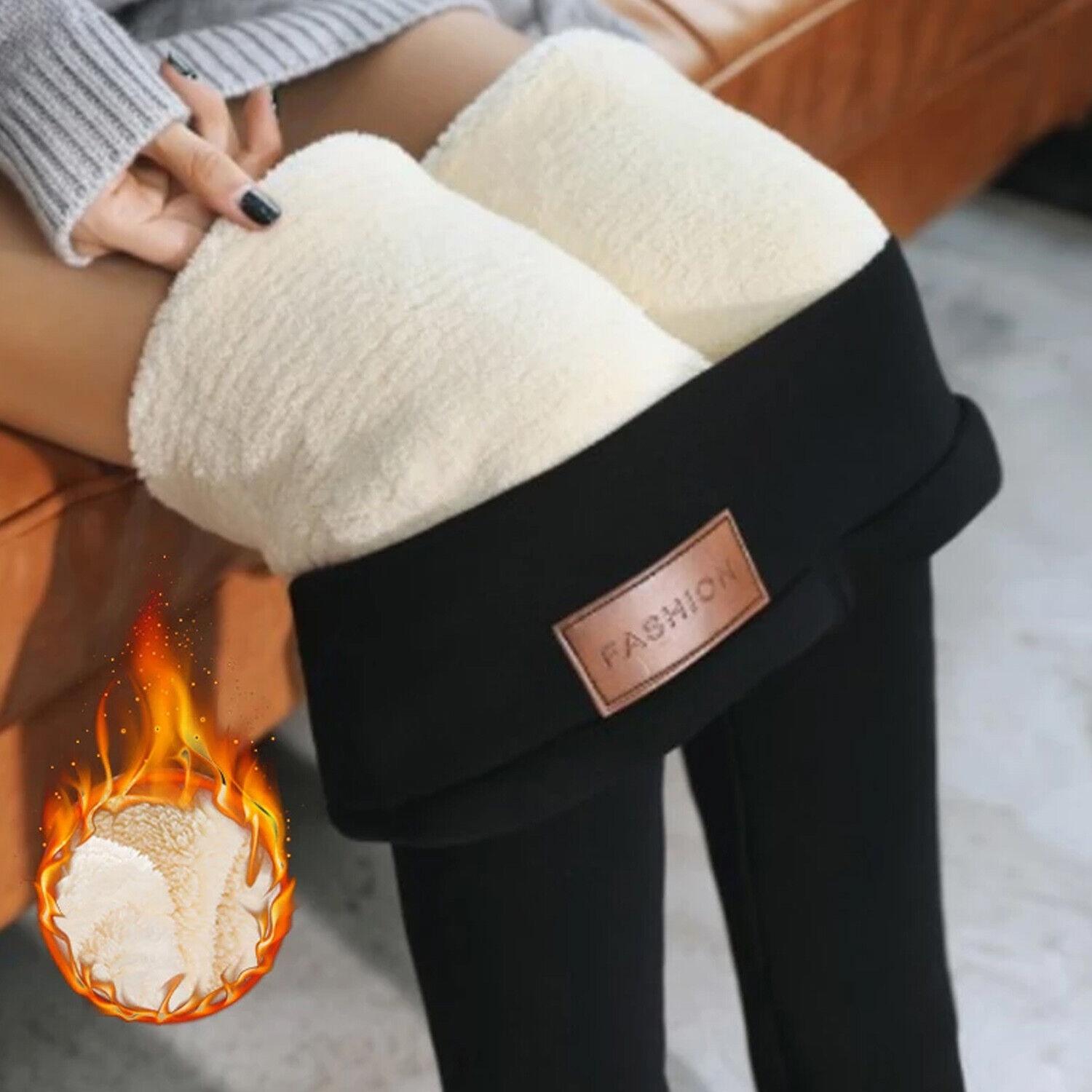 

Леггинсы женские с флисовой подкладкой - толстые мягкие черные утягивающие брюки из бархата с высокой талией для холодной зимы чёрный