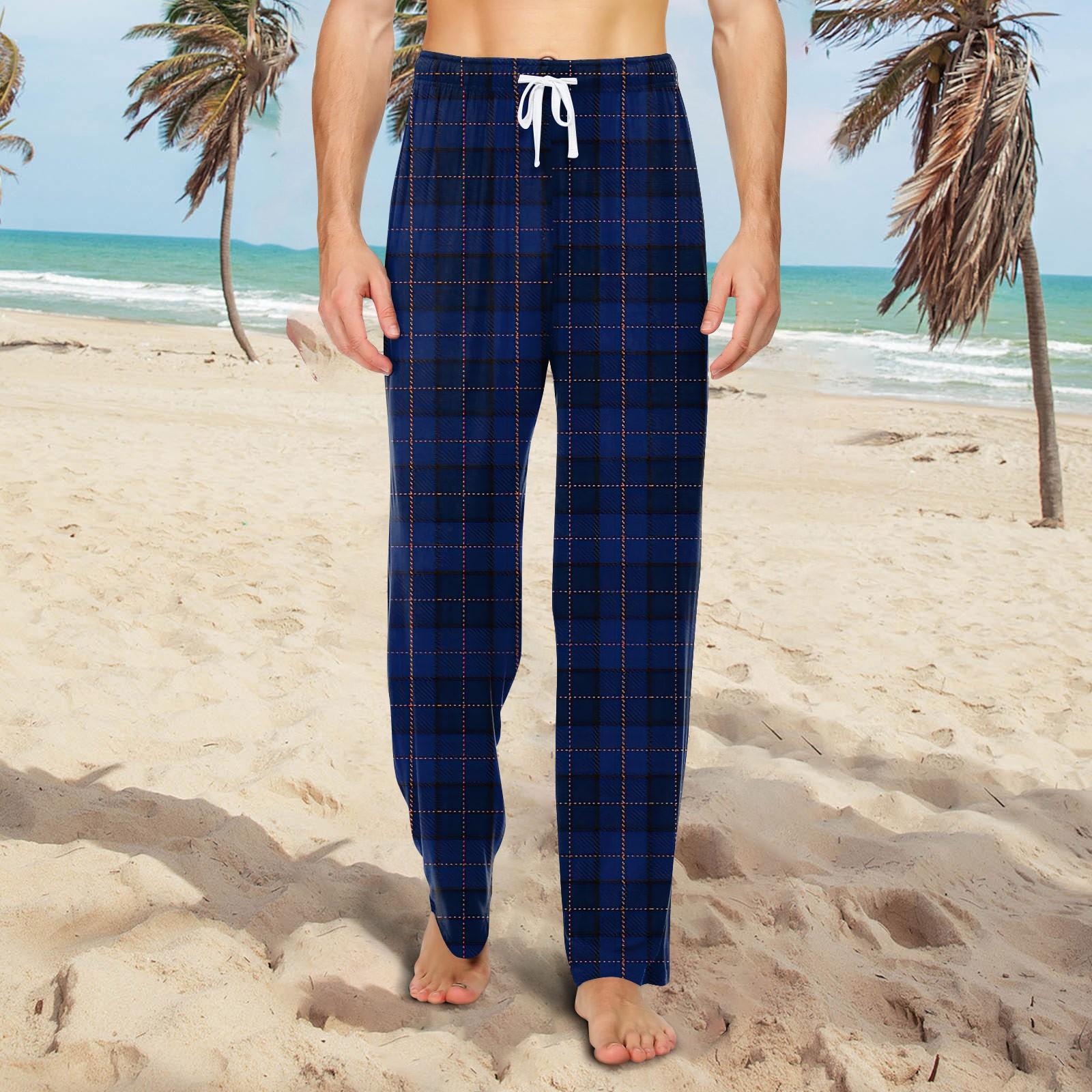 

Мужские трикотажные повседневные брюки с модным принтом и завязками, пижамные брюки XXL тёмно-синий