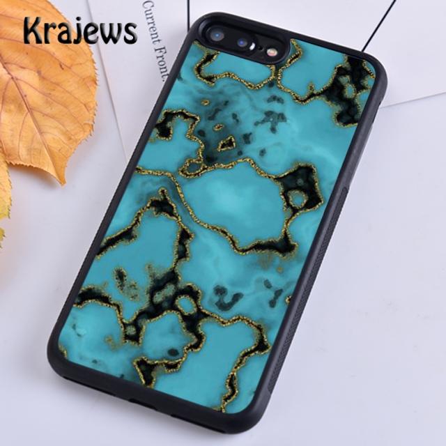 Krajews Türkis Stein Marmormuster Weiche Handyhülle für iPhone 14 5 6s 7 8 plus X XR XS 11 12 13 pro max Samsung S21 S22ultra