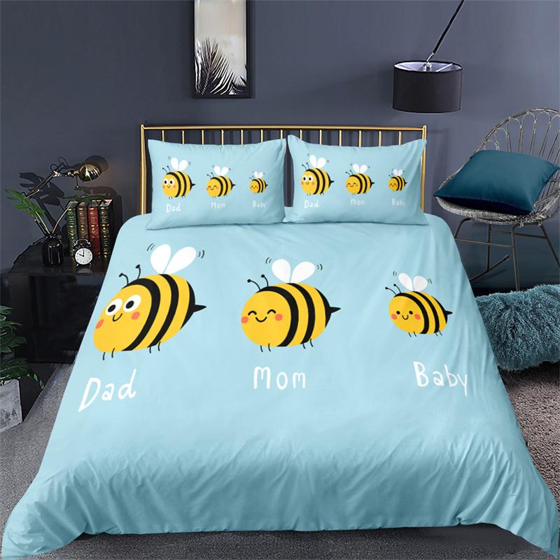 Bee Honeycomb Bedding Set Flying Wildlife Geometric Floral Duvet Cover Twin King Size Microfiber Hexagon Beehive Comforter Cover