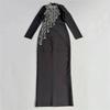 Elegant European & American Rhinestone Beaded Long-Sleeve Slim Fit Party Dress