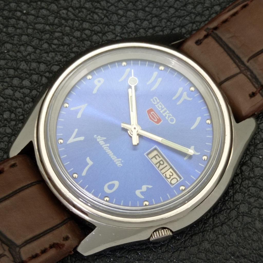 SEIKO 5 AUTOMATIC 7009A VINTAGE JAPAN MENS ARABIC BLUE DIAL WATCH a701667-5 R206c-a701667
