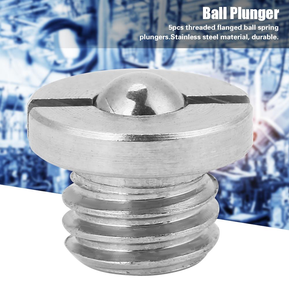 5pcs Screw Threaded Stainless Steel Flanged Ball Spring Plungers Set (M5*5)