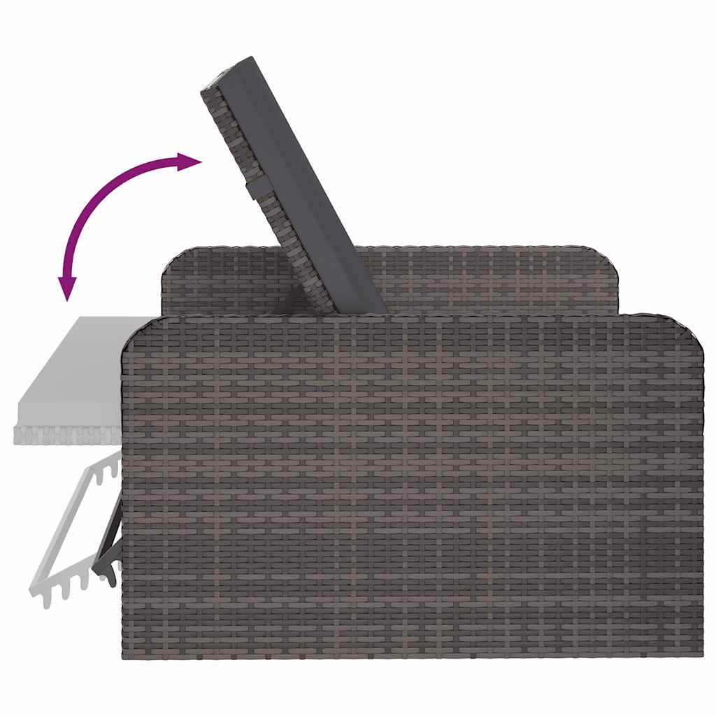 2 Piece Garden Lounge Set with Cushions Poly Rattan Gray