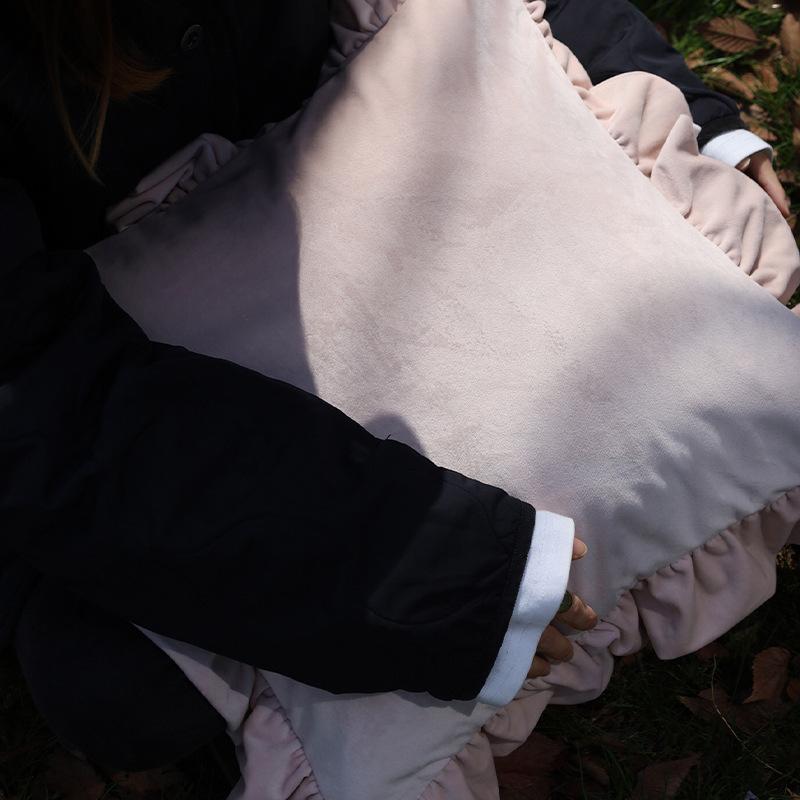 Velvet Ruffle Pillow Case Ins Nordic Living Room Sofa Cushion Pink Bedside Cushion Cushion Pillow