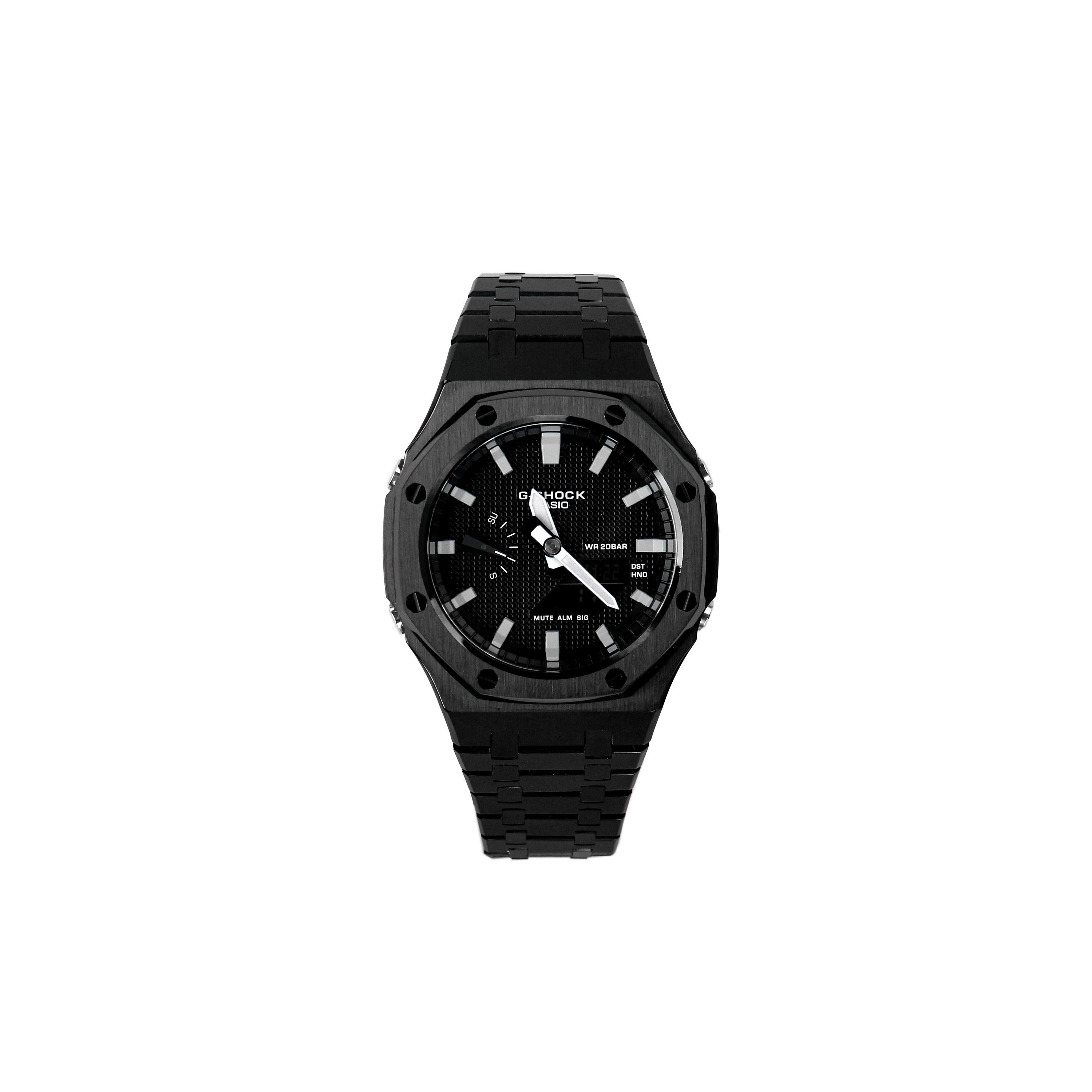 

CASIO Custom Collection GA2100 Quartz Movement Stainless Steel Strap Watch Unisex Black Dial GA-2100-1A(Watch1--) Waffle Knit Black Satin