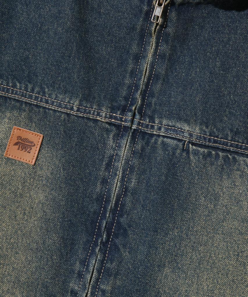 Trillion Vintage Washed Denim Work Hoodie Zip-Up_Vintage Blue