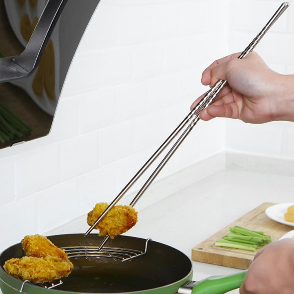 Cooking Chopsticks Stainless Steel Extra Long Cooking Chopsticks For Frying Food Noodles Sushi Chopsticks Kitchen Utensil