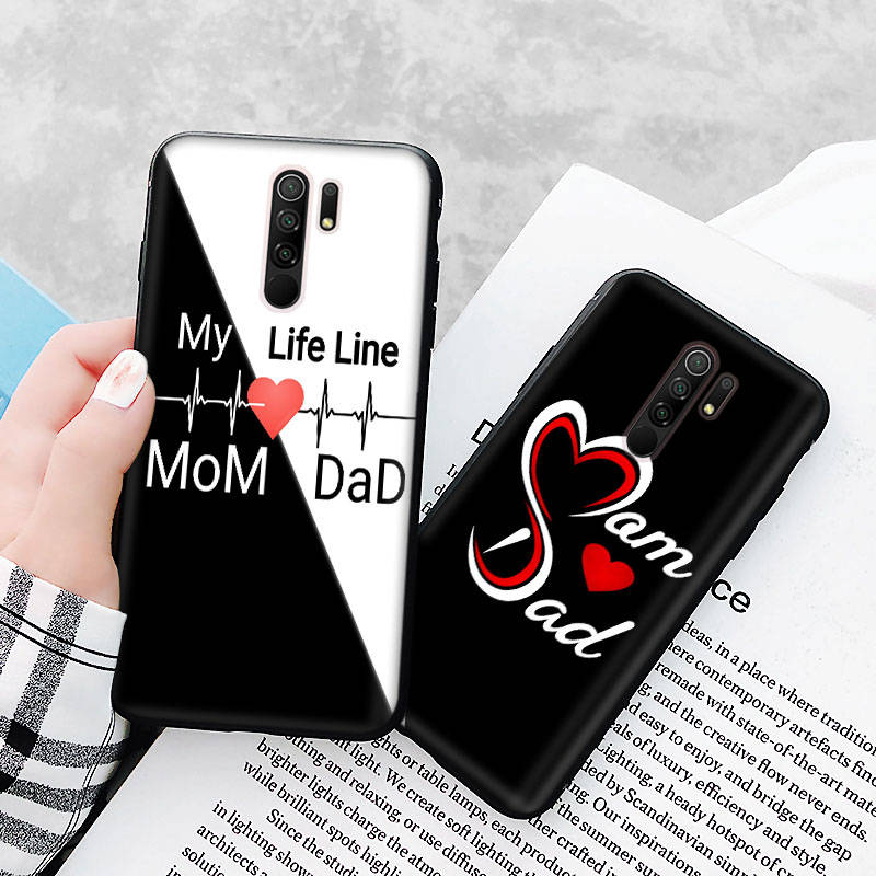 Black Case for Xiaomi Redmi 13C Note 9 iPhone XR 7 8 14 15 11 12 13 X XS Pro Max Samsung A25 S23 S24 FE Ultra Plus Mum and Dad