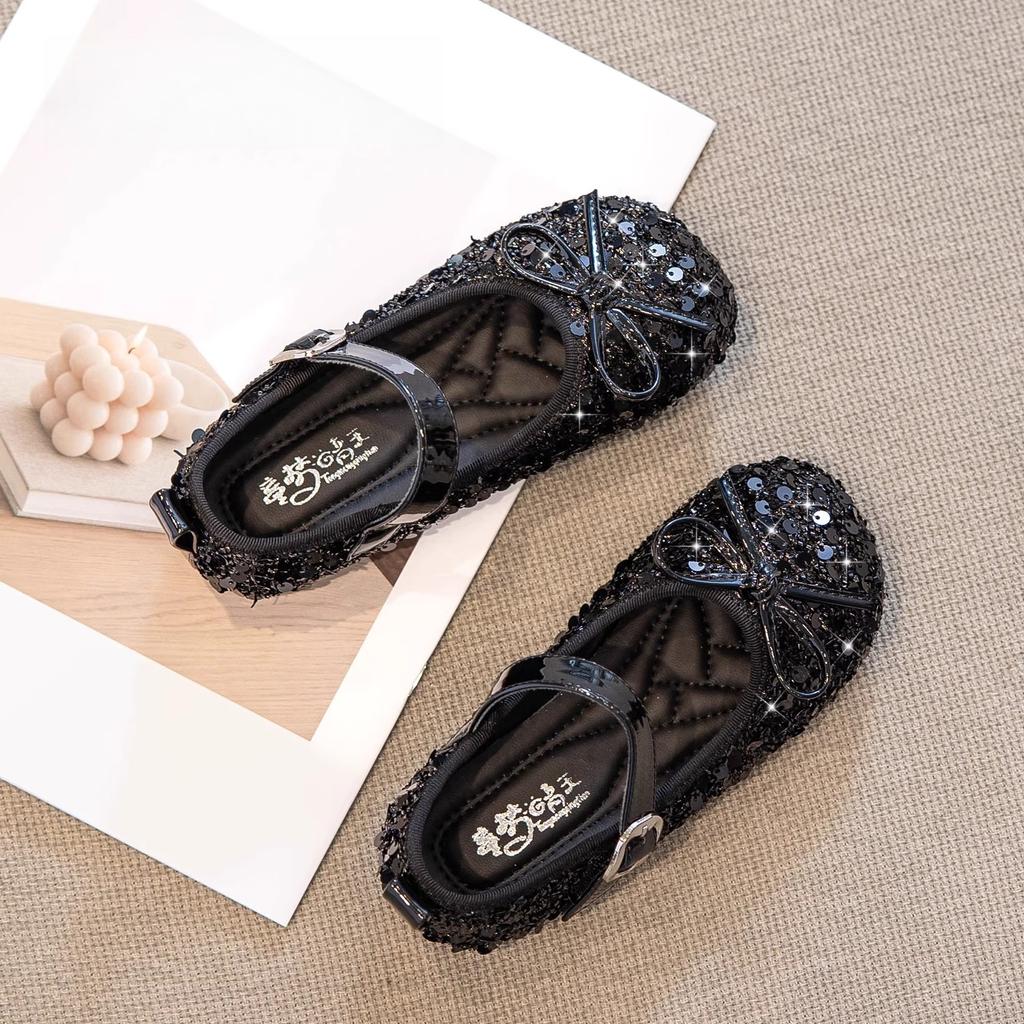 Girls princess shoes shining crystal shoes 2025 spring new children's shoes women's treasure Aisha leather shoes soft sole spring