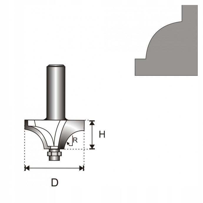 Concave Rounding Cutter with Bearing T8 D35.2 H16 R11.1Mm
