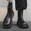 Men's Casual Stage Nightclub Original Leather Boots Black Stylish Platform Shoes Cowboy Spring Autumn Boot Cool Chelsea Botas