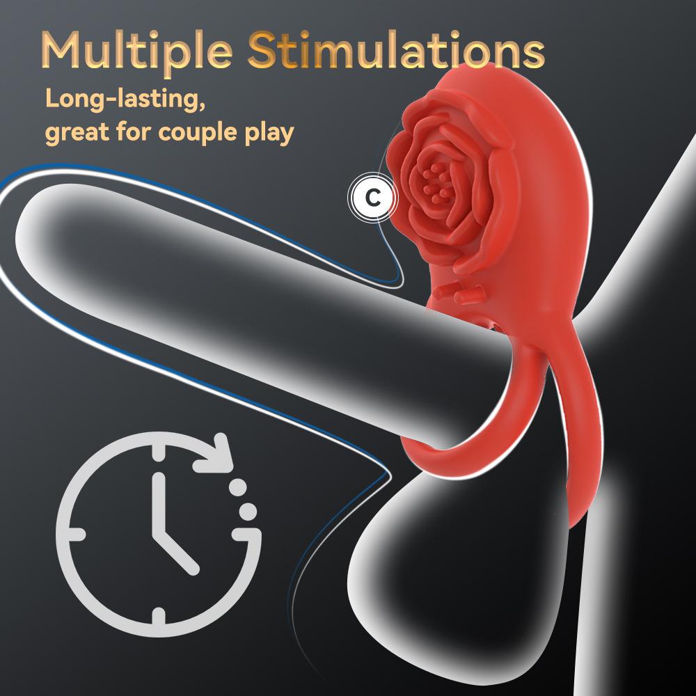 Rose Lock Vibrating Ring for Men, 8-Mode Magnetic Rechargeable Wearable Adult Toy