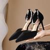 2025 New High-quality Shoes Fashionable and Elegant High Heels Summer Rhinestone Pearl Decoration Sexy Stiletto Sandals