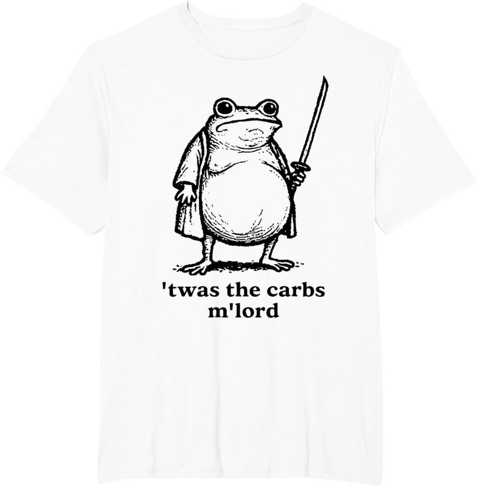 

ЭТО БЫЛИ УГЛЕВОДЫ, МИЛОРД Смешная футболка с мемом про лягушку унисекс футболка 4XL